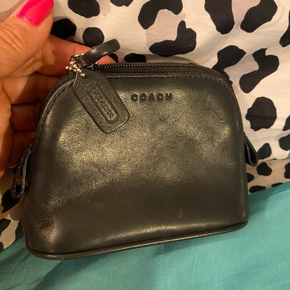Coach vintage black cosmetic case toiletries bag Small 5" L